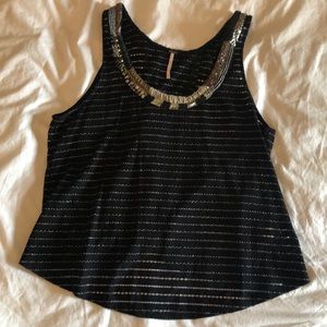 Free People Black & Sequin Top